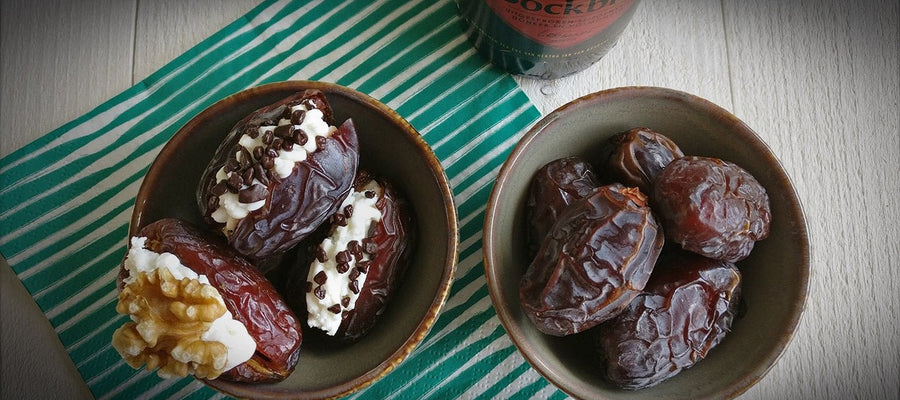 Gevulde dadels met geitenkaas en Hertog Jan Bockbier